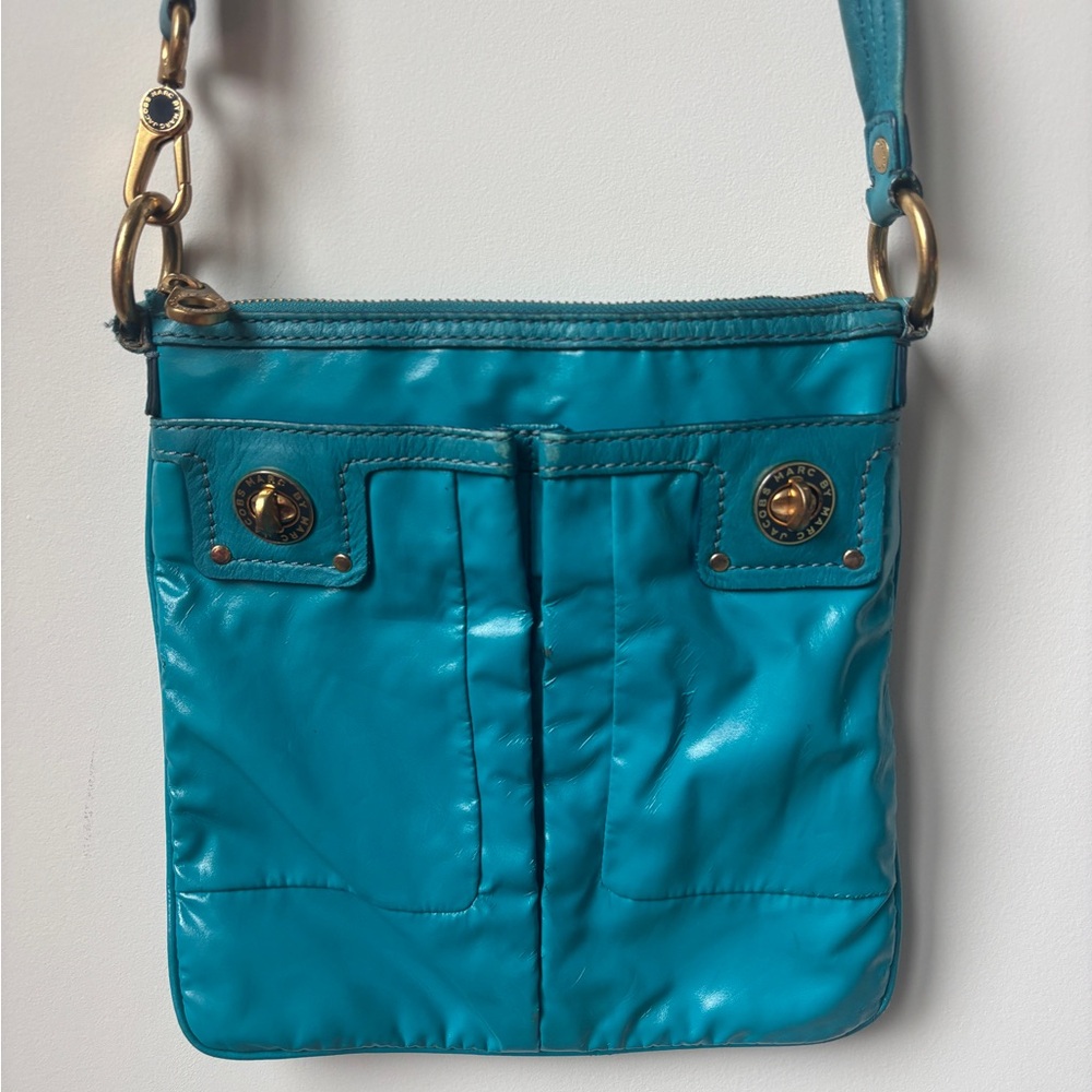 Marc Jacobs Teal Aqua Leather Crossbody Bag Purse